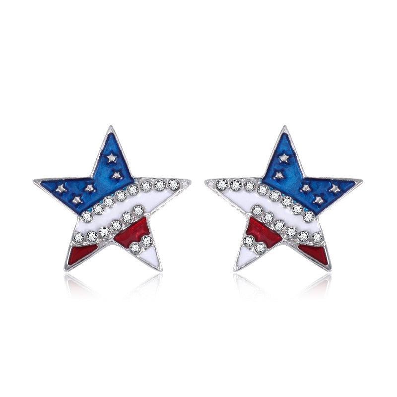 Alloy Dripping Oil Stars Stripes National Rings