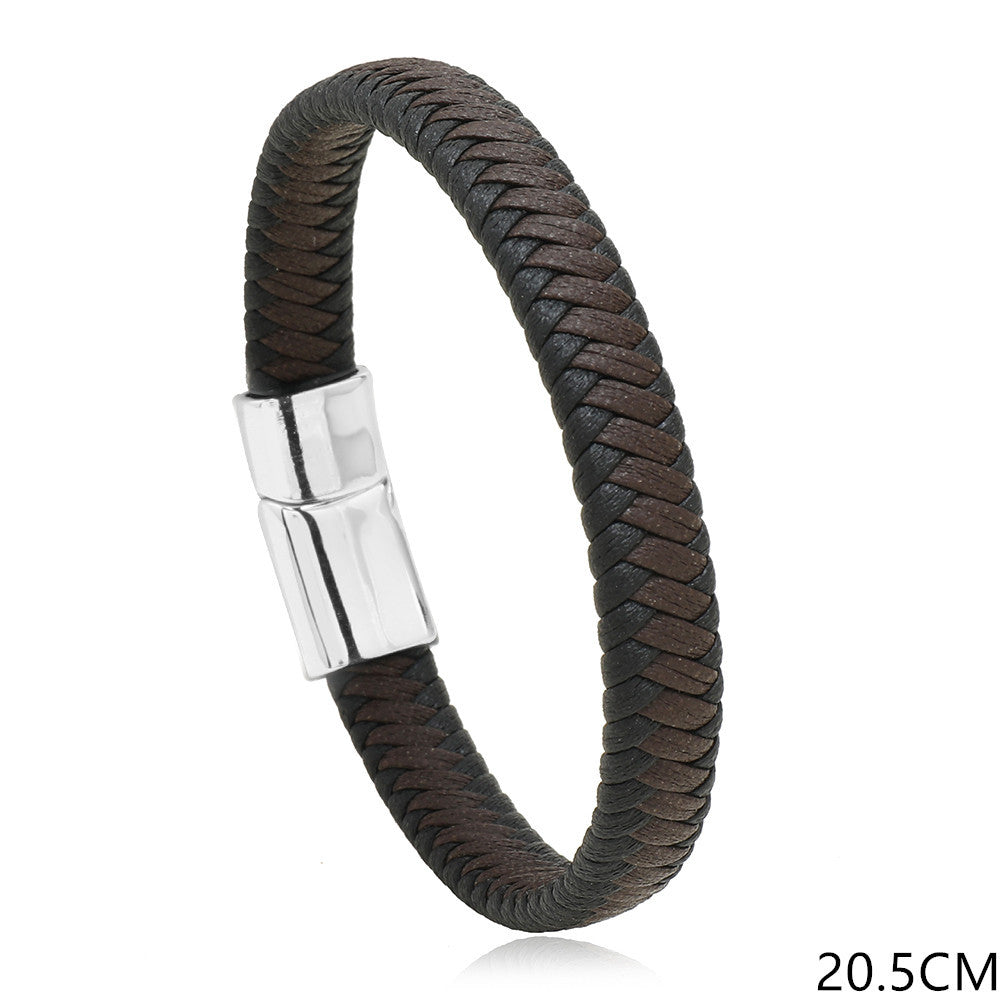 Men's Leather Hand-woven Simple Casual Magnetic Snap Bracelets