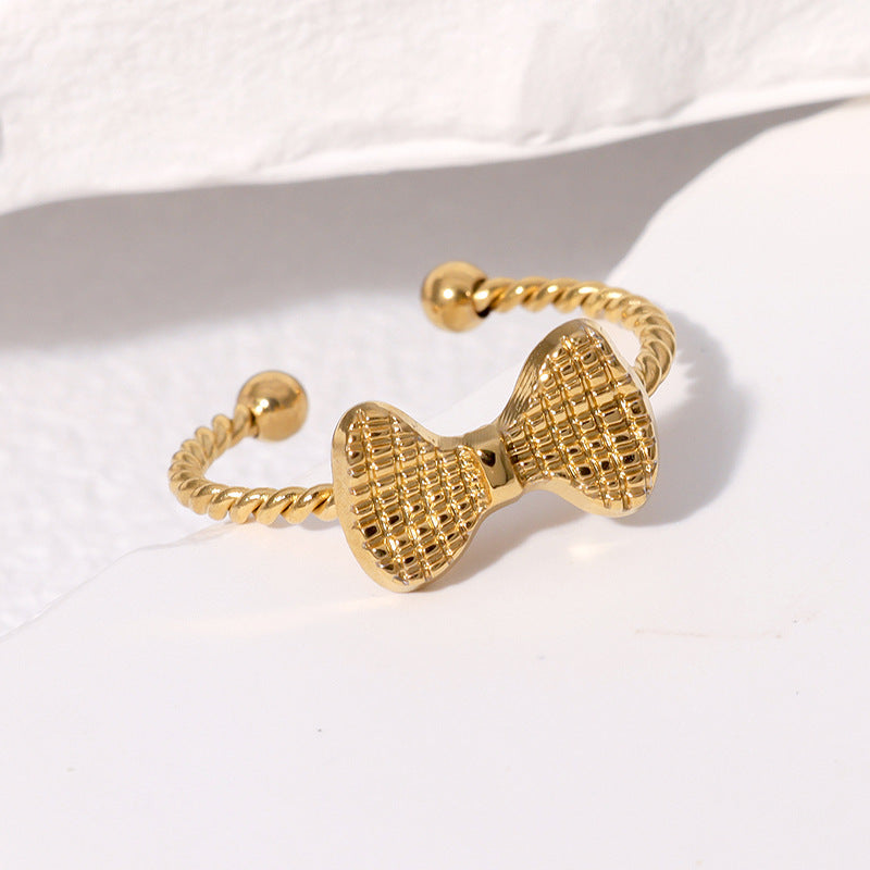 Women's Bow Open Simple Fashion Style Gold Rings