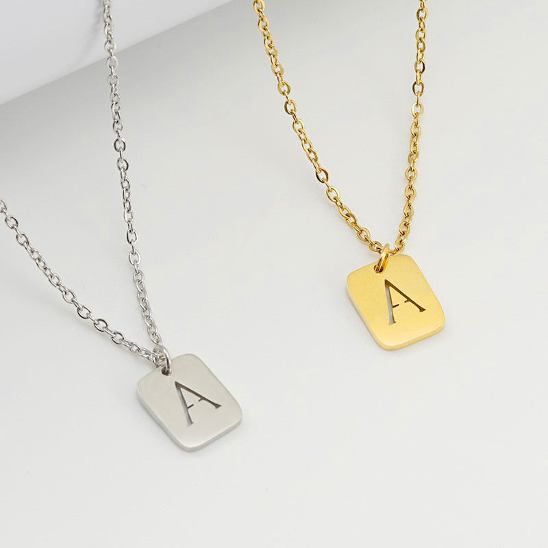 Women's Titanium Steel Letter Square Fashion English Necklaces