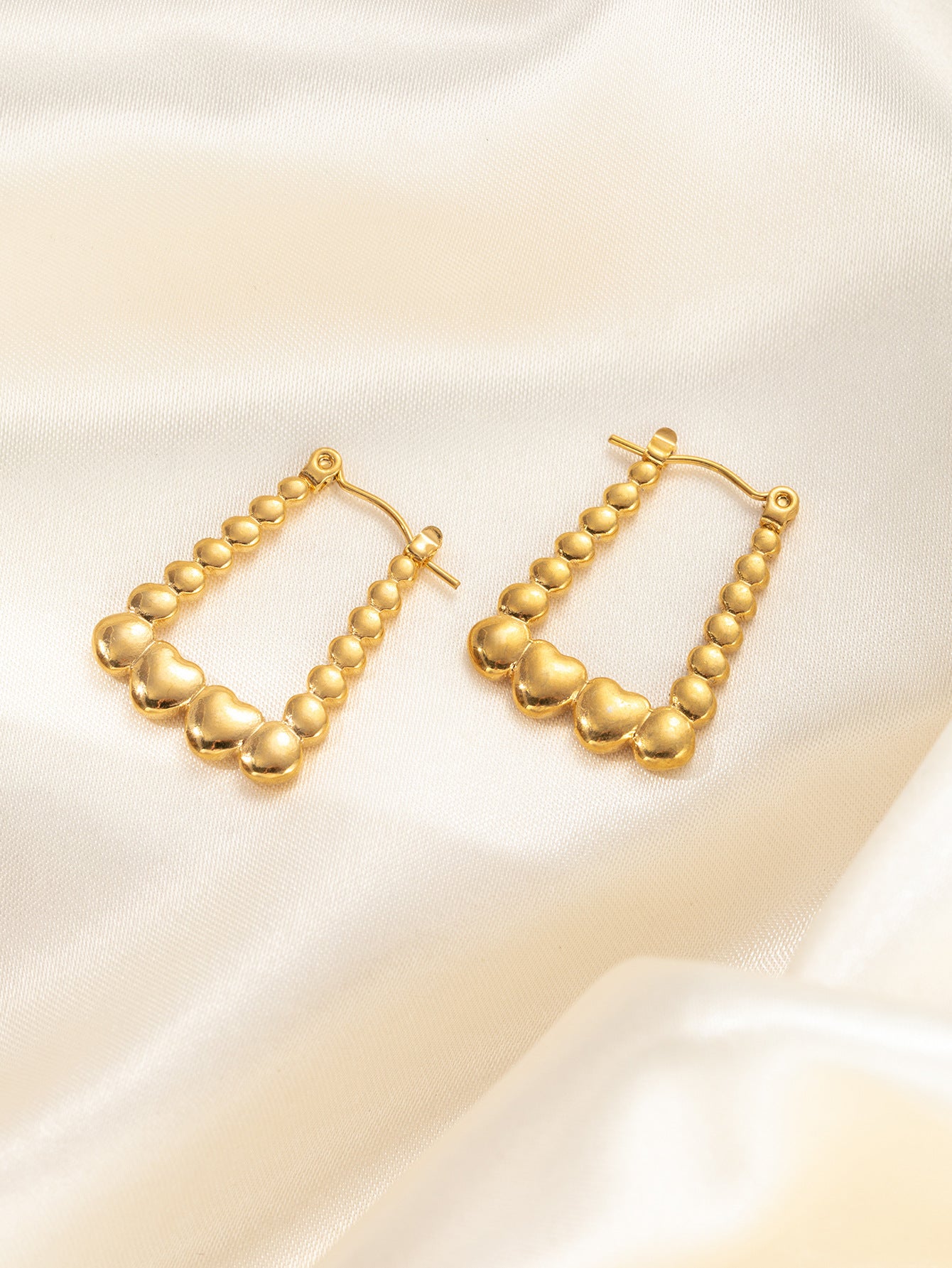 Stainless Steel Ginkgo Leaf Petals Golden Earrings