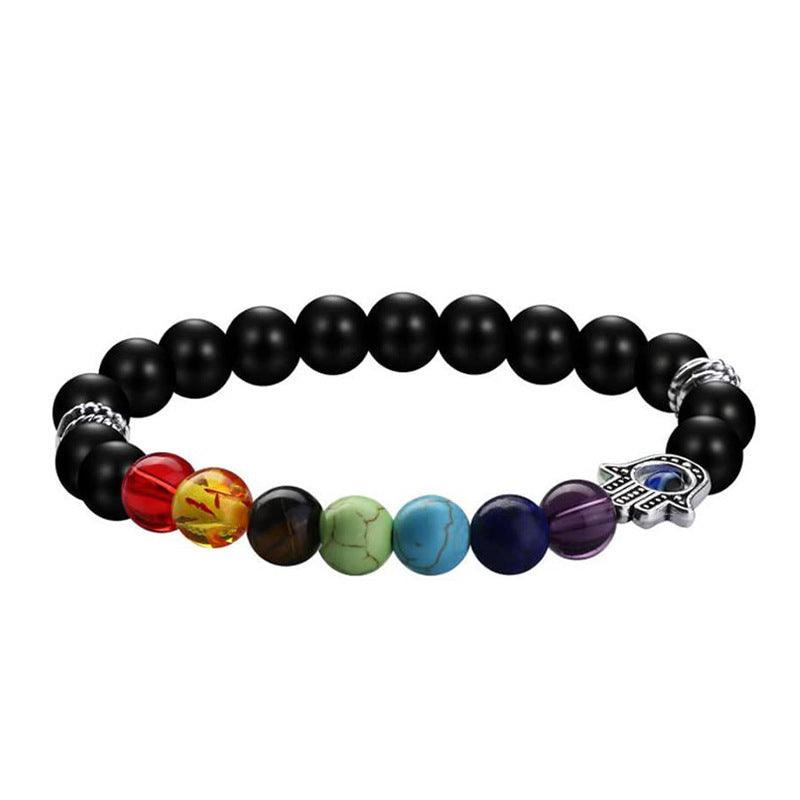 Fatima Palm Beaded Resin Glaze Blue Bracelets