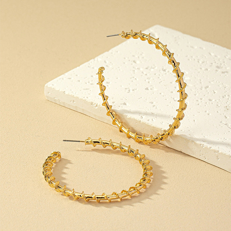 Women's Spring Round Retro Exaggerated Personalized Slim Earrings