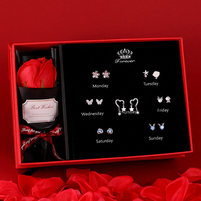 Needle Week Suit Micro Inlaid Zircon Fashion Valentine's Earrings