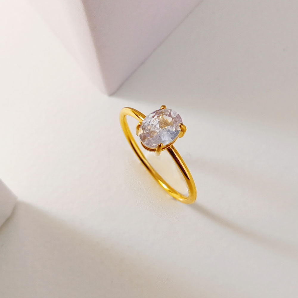 Women's Personalized Design Single Oval Rhinestone Fashion Rings
