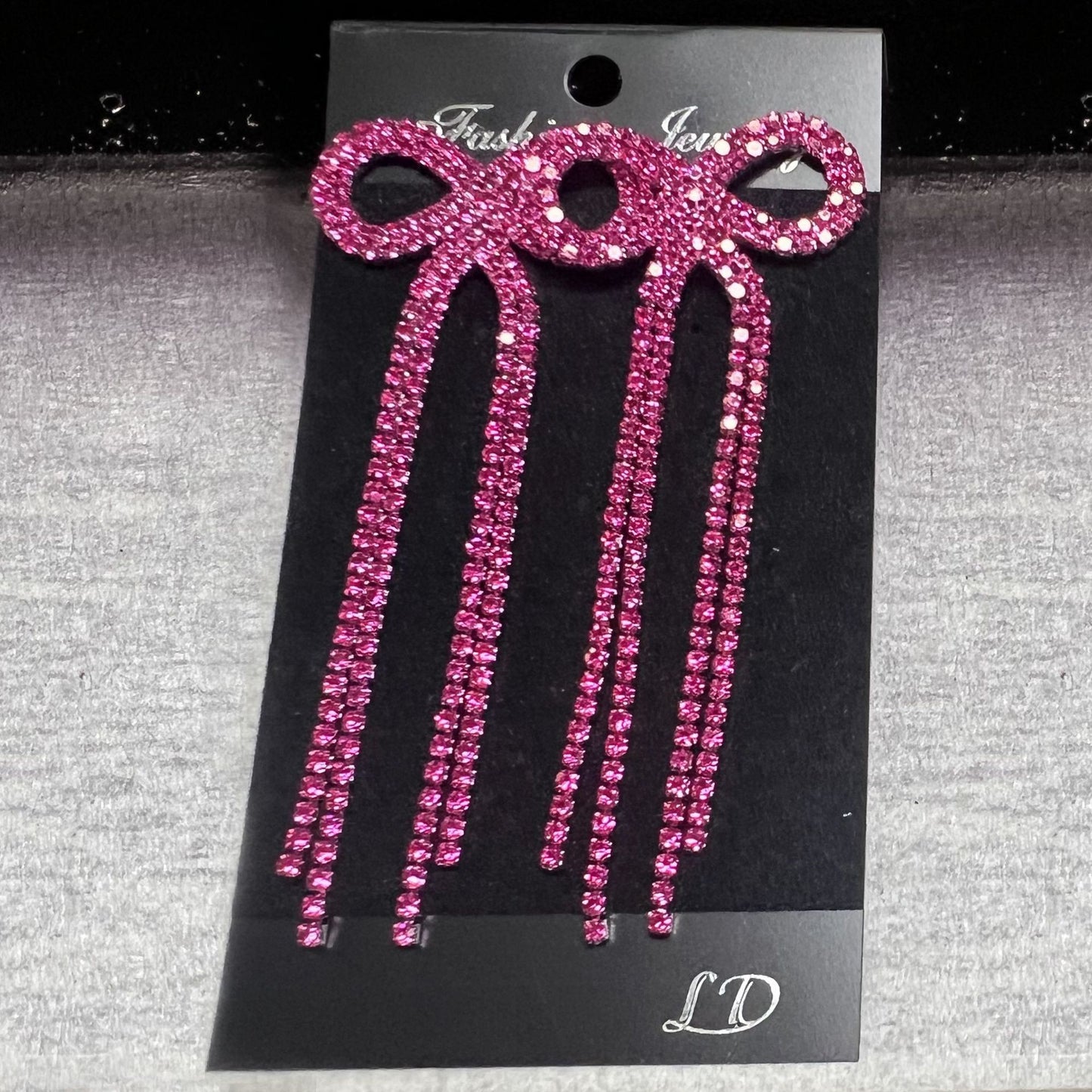 Bow Long Fringe Fashion Shiny Rhinestone Rings