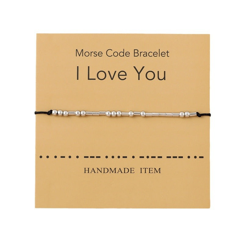 Password Creative Stainless Steel Beaded Card Wrist Bracelets