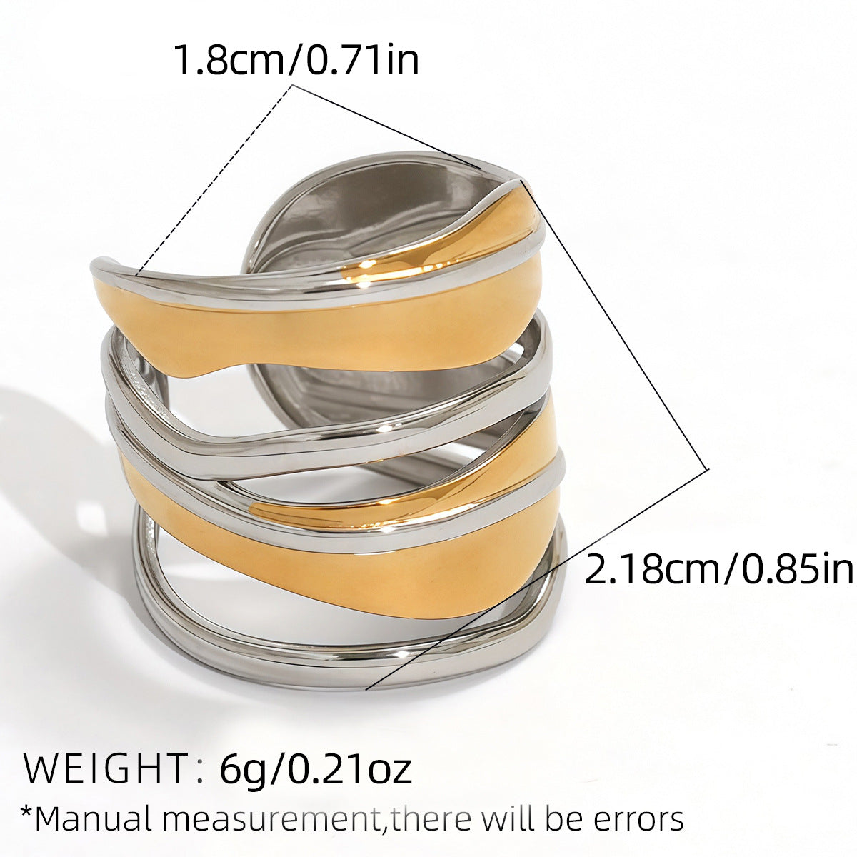 Women's Niche High Sense Packaging Design Geometric Lines Open Ring