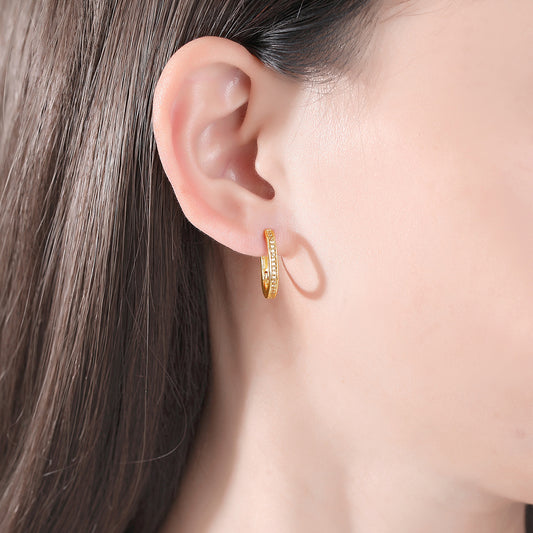 Zircon Simple Fashion Temperamental Minority Oval Earrings