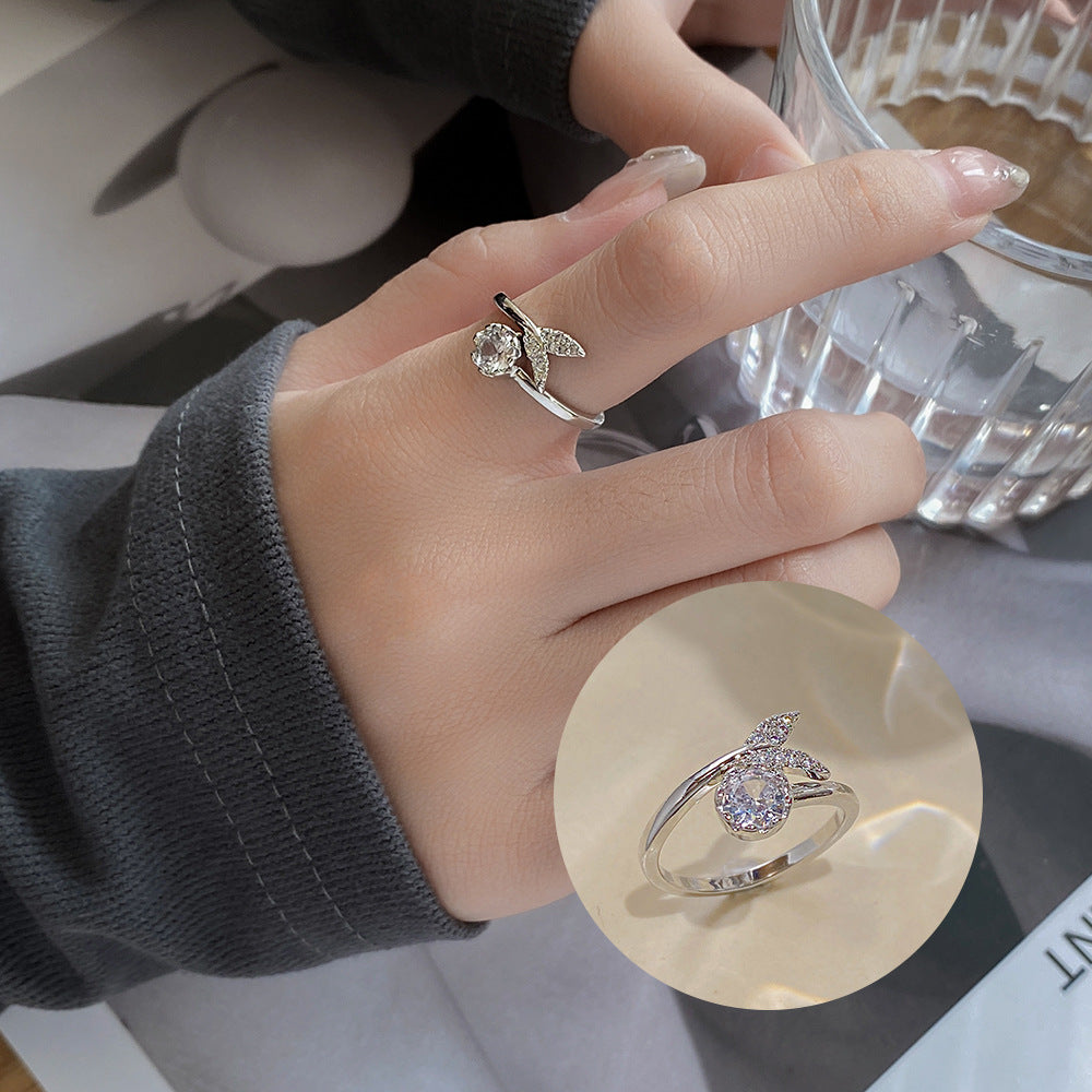 Style Simple Refined Zircon Female Niche Rings