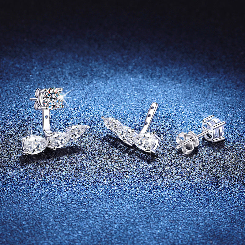 Women's French Entry Lux Sterling Sier Moissanite Earrings