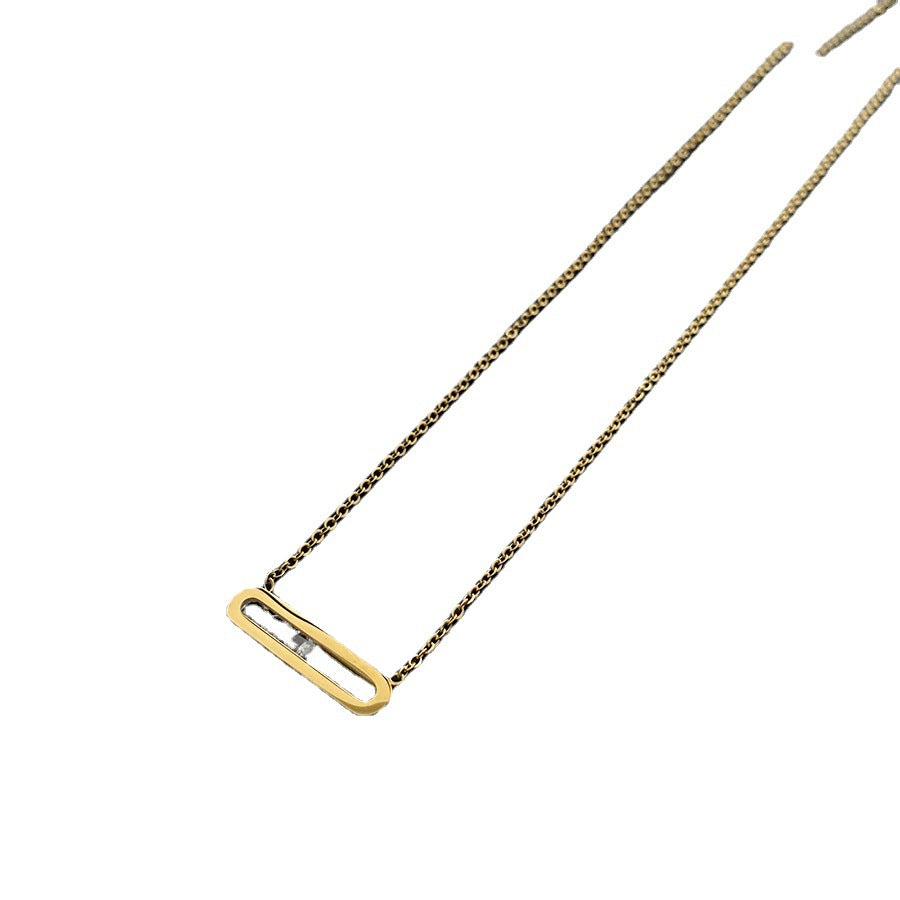 Women's No Fading Rectangular Flowing Zircon Clavicle Chain Gold Necklaces
