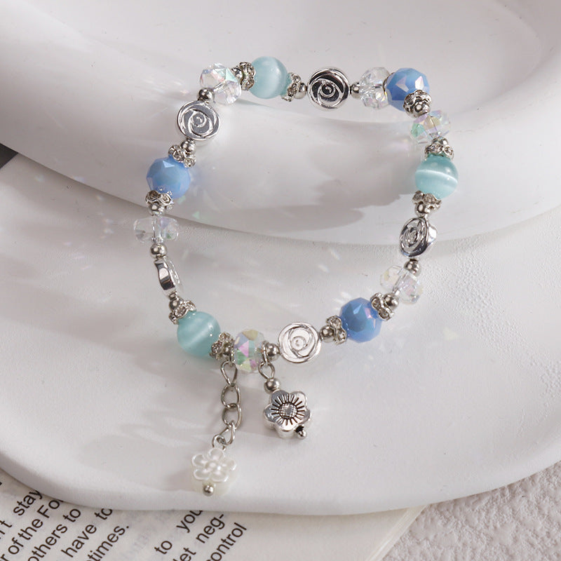 Clothing Glass Floral Beads Fresh Pastoral Tourist Attractions Elastic Bracelets