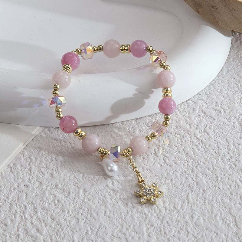 Clothing Glass Floral Beads Fresh Pastoral Tourist Attractions Elastic Bracelets