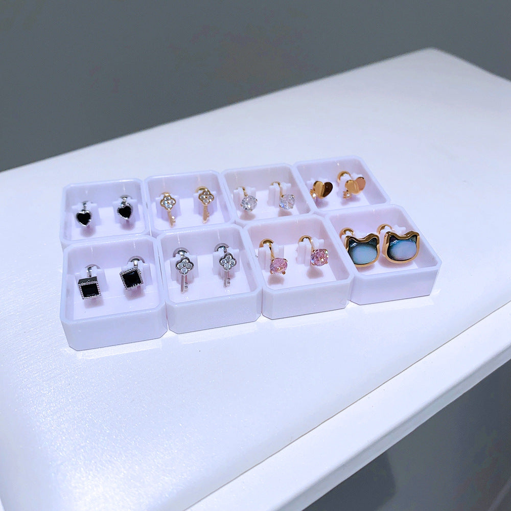 Women's Screw Tightening Buckle Simple Elegant Heart Earrings