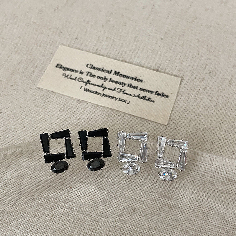 Women's Square Hollow Zircon For Entry Lux Elegant Earrings