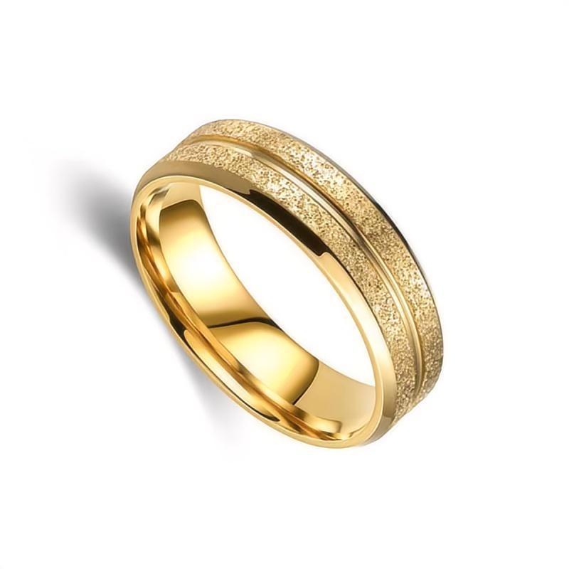 Women's & Men's Jewelry Stainless Steel Grinding Pearl Sand Simple Rings