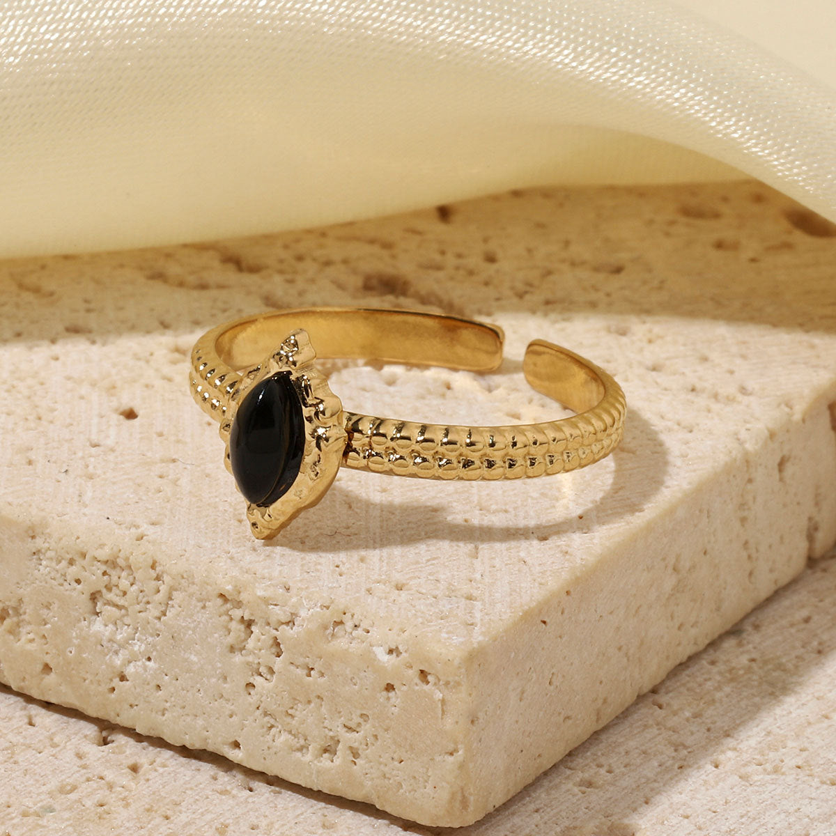 Eyes Black Agate Natural Stone Female Rings