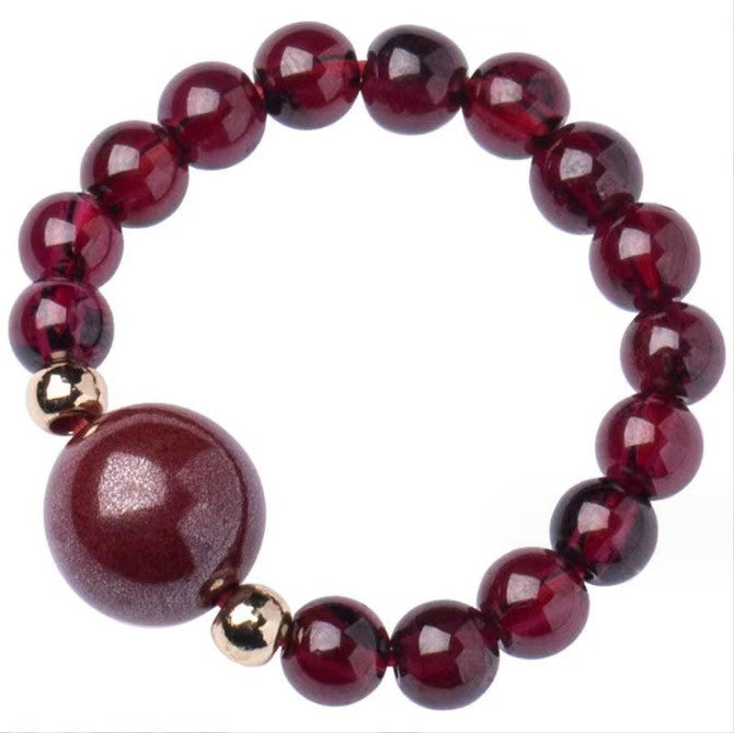 High Content Cinnabar Lucky Beads Female Garnet Golden Tail Rings