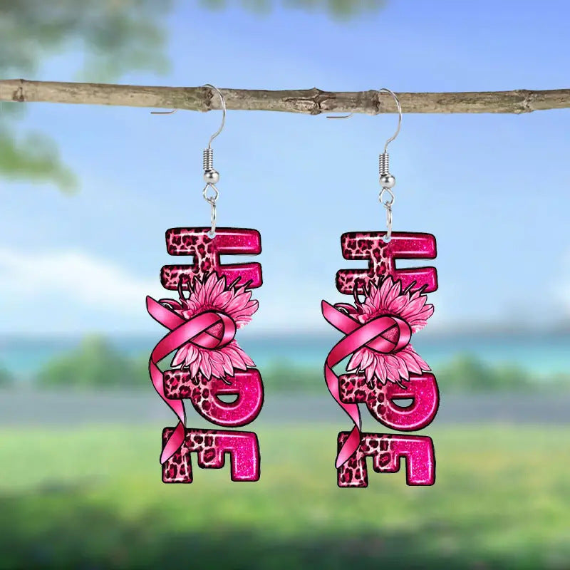 Hope Acrylic Imply Positive Attitude Leopard Print Earrings