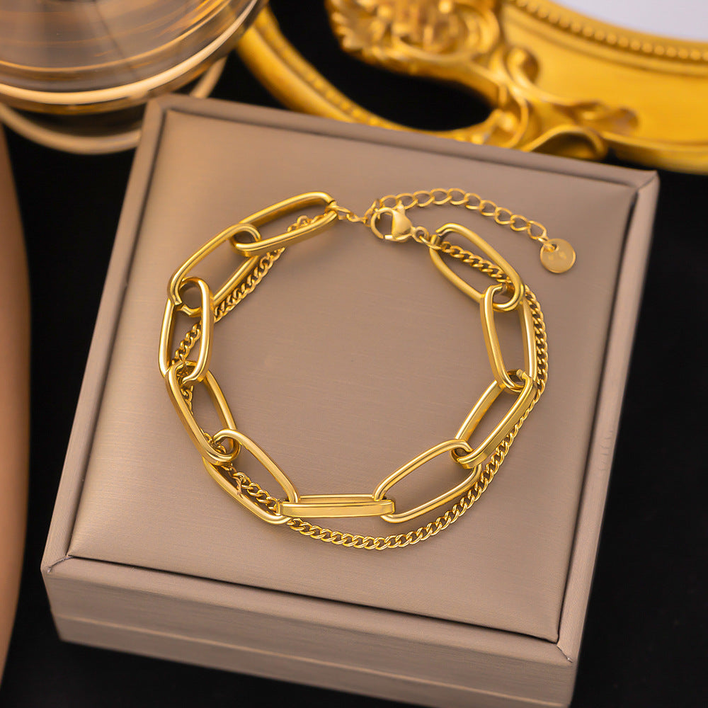 Women's Pearl Twist V-shaped Female Rainbow Diamond Bracelets