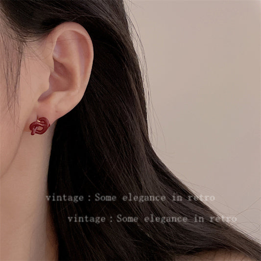 Red Love Ear Simple Grace Personality Earrings
