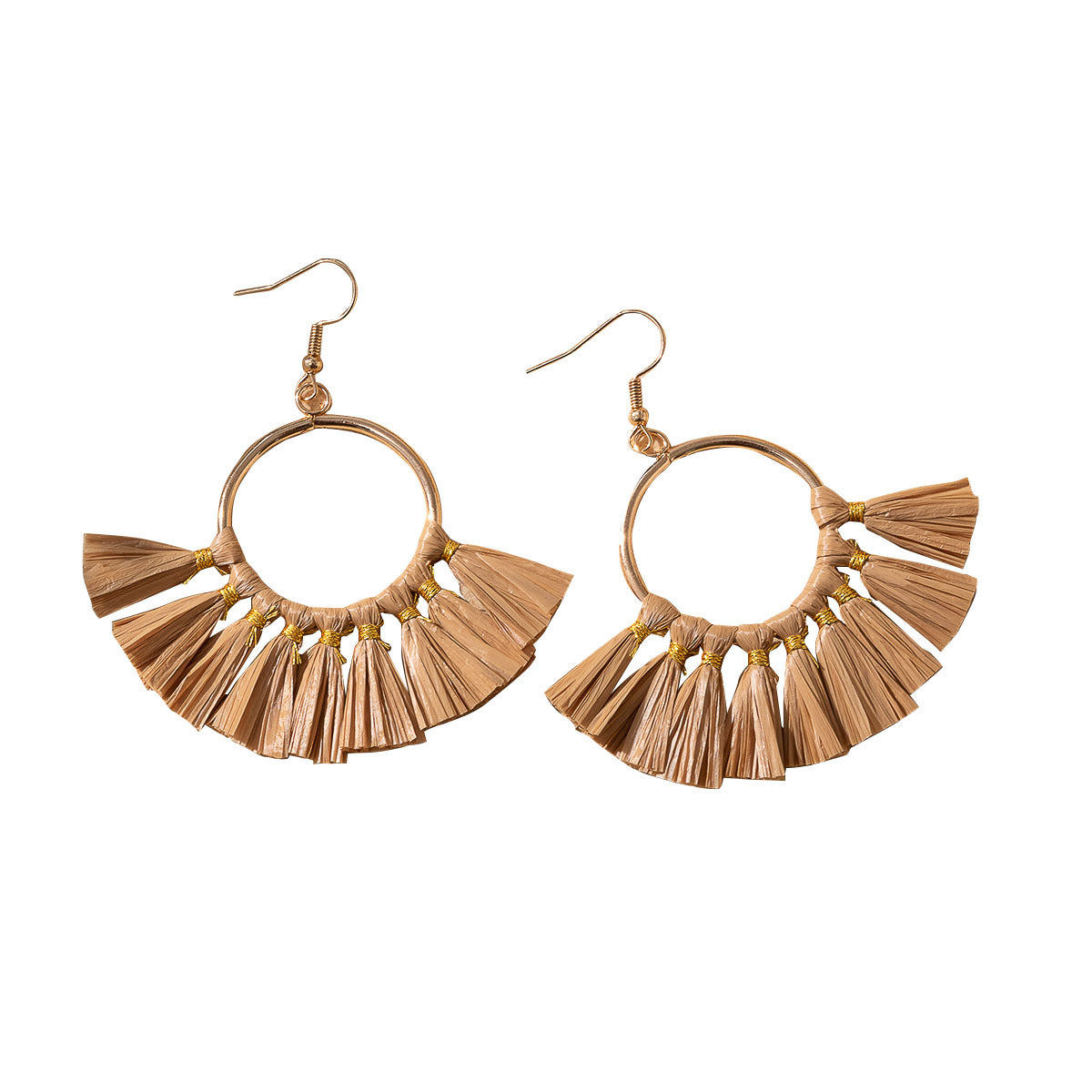 Women's Style Woven Raffia Design Sense Niche Earrings