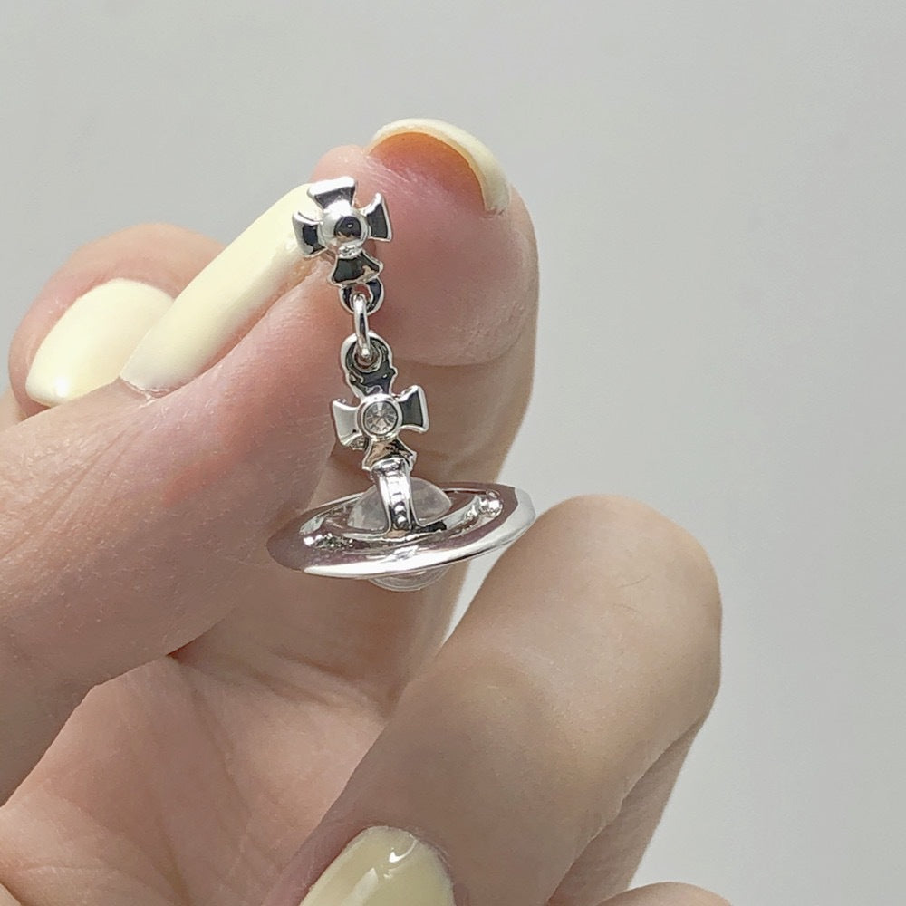 Needle Glass Ball Three-dimensional Saturn Female Niche Earrings