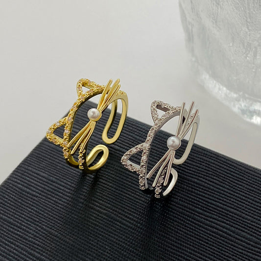 Women's Cat Design Fashion Personalized Opening Index Rings