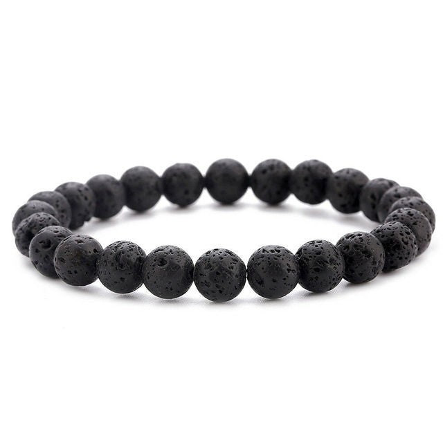 Men's Natural Stone Beads White Turquoise Elastic Bracelets