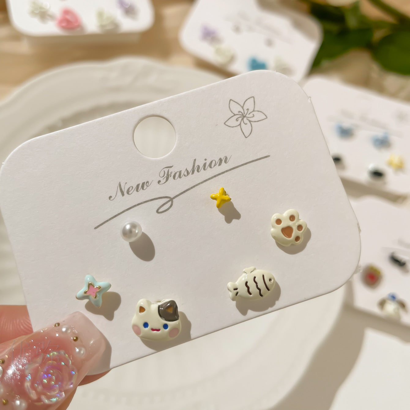 Sier Suit Small Exquisite Younger College Style Stackable Earrings