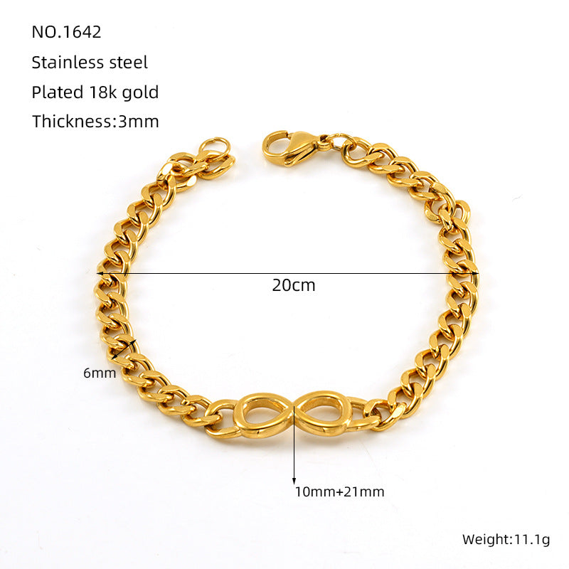 Women's & Men's Cuban Link Chain Digital Personality Wild Light Luxury Style Bracelets