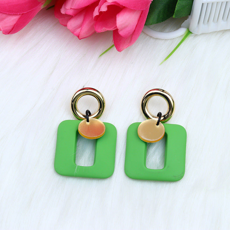Women's Simple Fashion Personality Mature Square Hollow Earrings