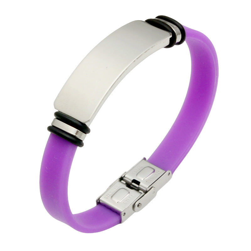 Women's & Men's Carve Writing Silicone Stainless Steel Couple Bracelets