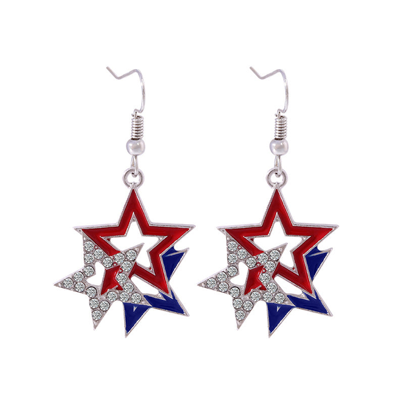 Alloy Dripping Oil Stars Stripes National Rings