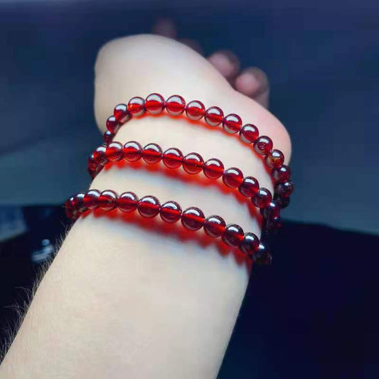 Women's Red Imitation Garnet Around Three Circles Bracelets