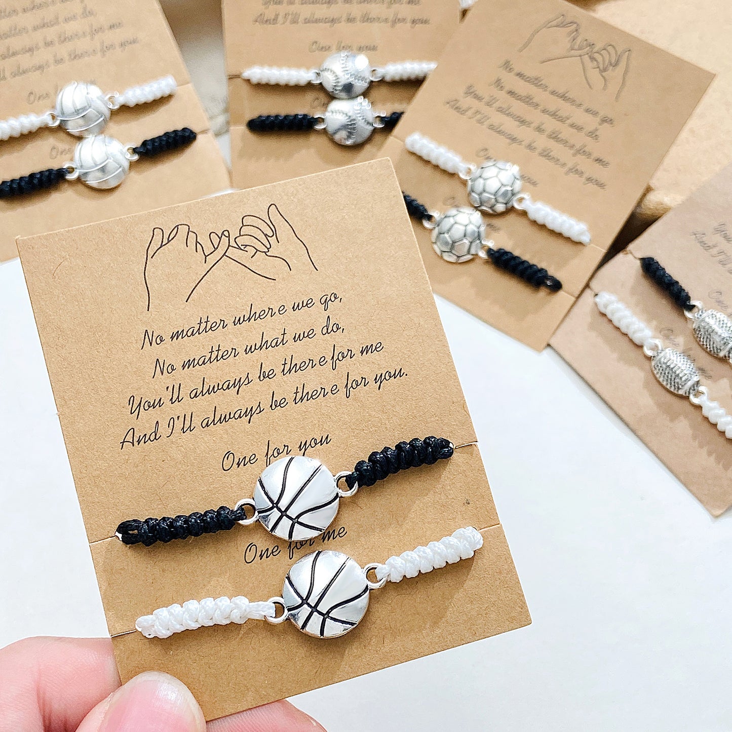 Pack Basketball Tennis Ball Woven Sports Bracelets