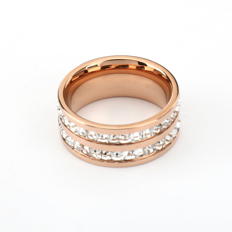 Titanium Steel Zircon Crystal Diamond Stainless Rings