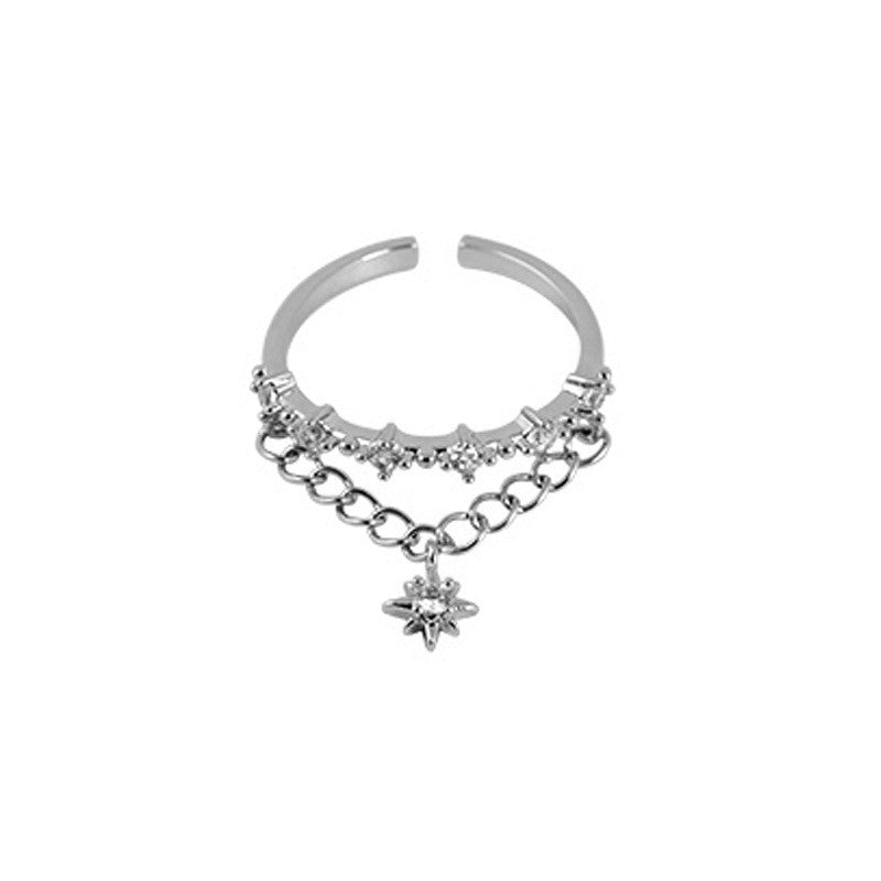 Style Mild Luxury Diamond Embedded Star Rings