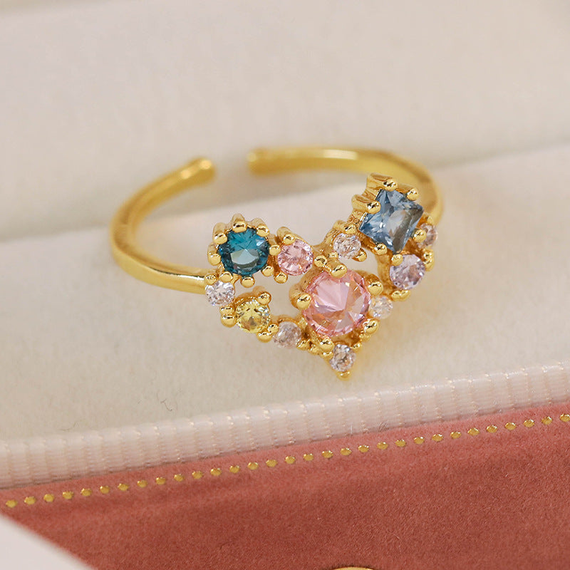 Micro Inlaid Zircon Niche Design Adjustable Rings