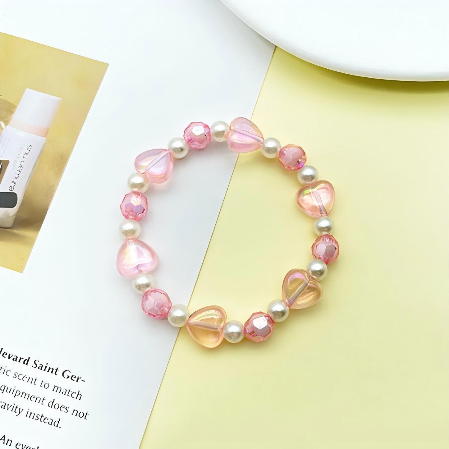 Natural Pink Crystal Cinnabar Female Acrylic Bracelets