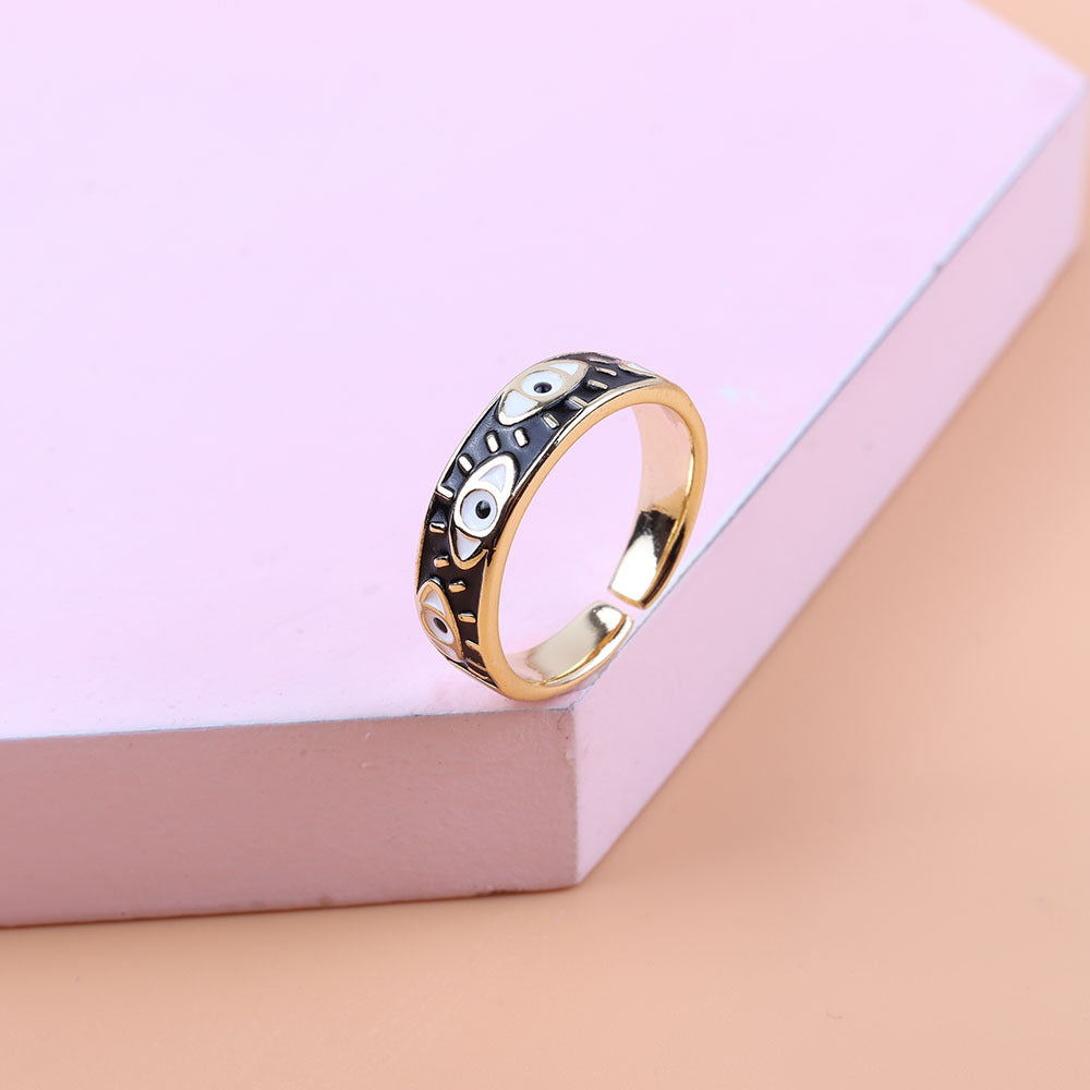 Fashion Gold Colorful Oil Devil's Eye Rings