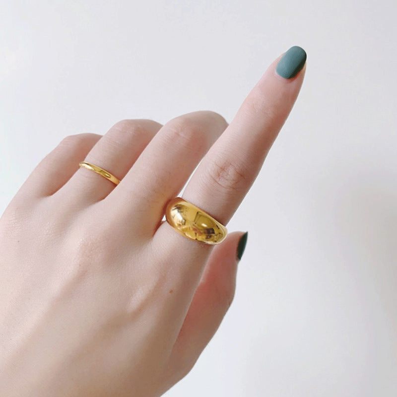 Cold Style Round Glossy Curved Female Rings