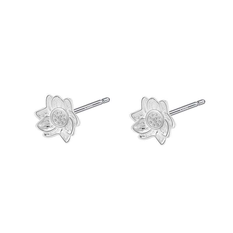 Sier Pure Flower Summer Simple Design Earrings