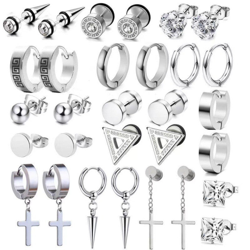 Women's & Men's Stainless Steel Kit Fashion Piercing Jewelry Earrings