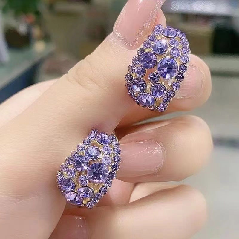Super Flash Fashion Crystal Sier Needle Temperament Personality Diamond Earrings