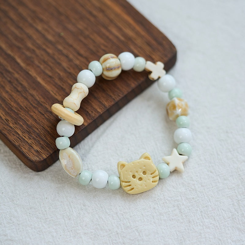 Women's Dopamine Color Ceramic Ancient Style Beaded Bracelets