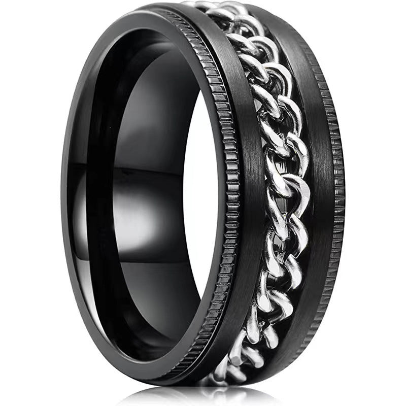 Men's Titanium Steel Embossed Chain Stainless Decompression Rings