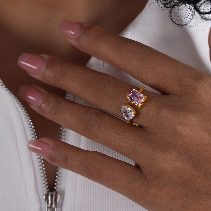 Fading Special Interest Light Luxury Color Open Rings