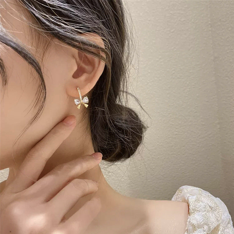 Women's Sier Sterling Bow Small Delicate Summer Earrings